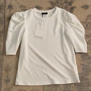 en saison Puffed Sleeve Classic White Top - Med